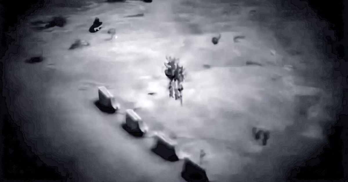 A ghostly tentacled shape drifts across grainy thermal footage. Illustration.