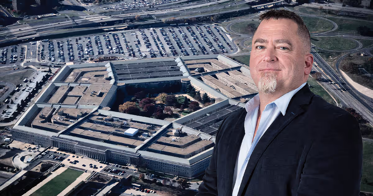 Luis Elizondo, the man who started it all, above the Pentagon. Illustration.